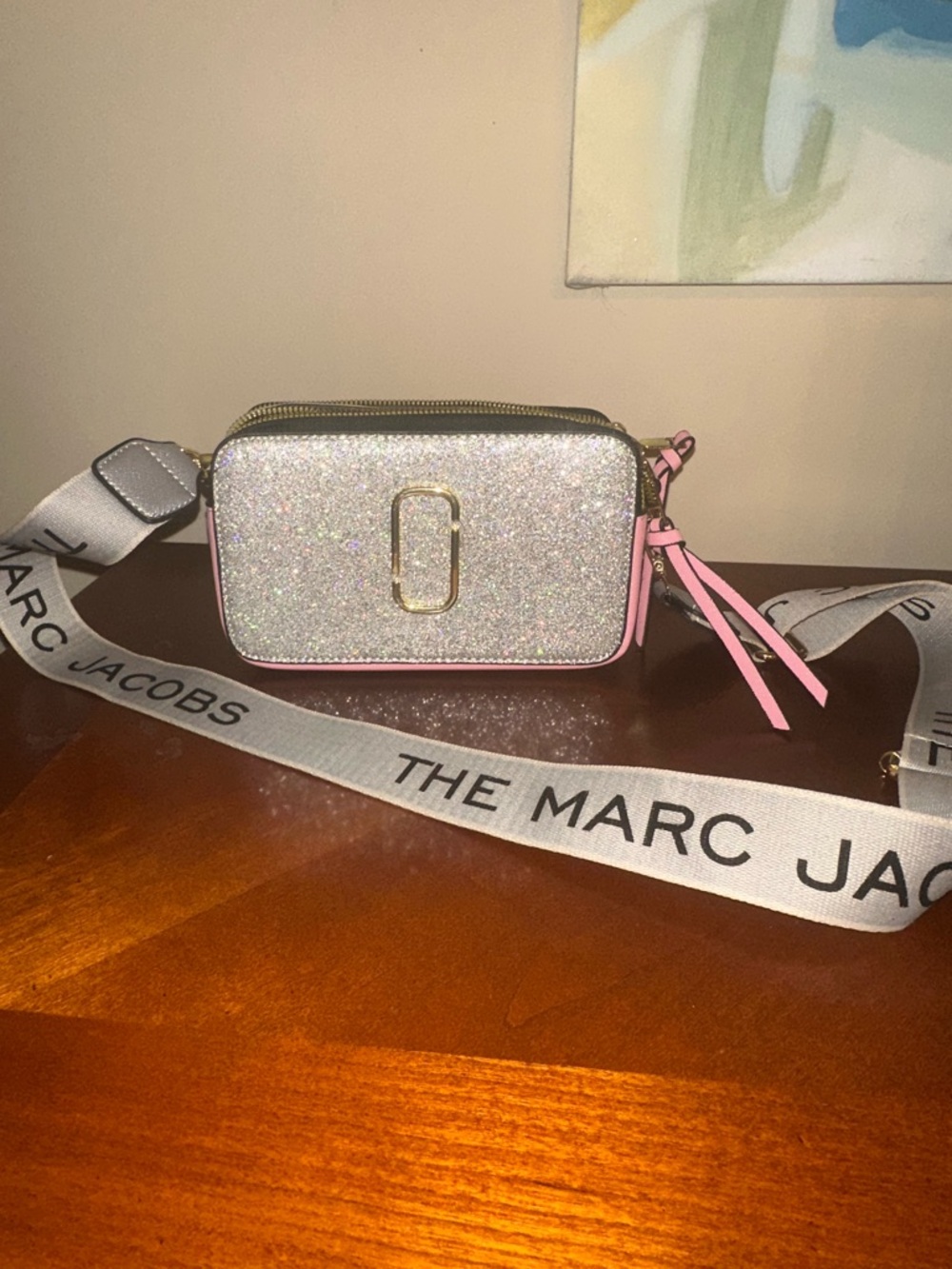 Marc Jacobs Glitter Crossbody with Pink Trim